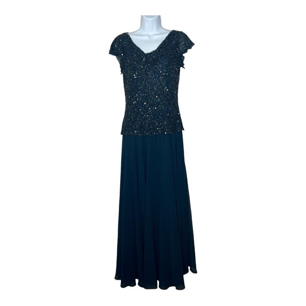 Jkara Dress Womens 6‎ Beaded Maxi Formal Chiffon Cowl Neck Wedding Guest Fairy